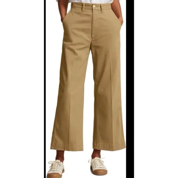 Ralph Lauren Khaki cropped wide‎ leg pants size 10 - Picture 7 of 9
